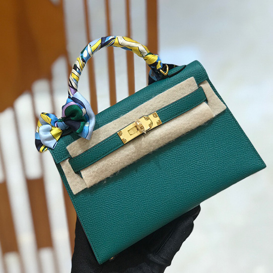 Hermes Mini Kelly II Tasche Malachit H82401