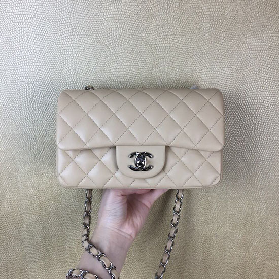 Klassische Chanel-Lammleder-Tasche Mit Klappe Beige CF1116