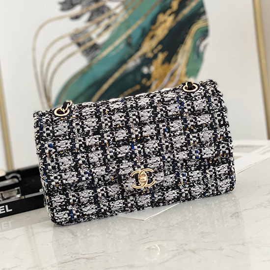 Klassische Chanel-Tweed-Tasche Mit Mittlerer Klappe A69901