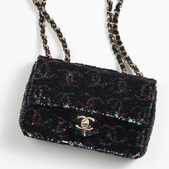 Kleine Chanel-Abendtasche Mit Pailletten Schwarz Mit Mehrfarben AS4297