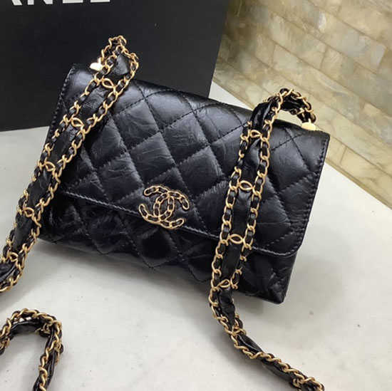 Kleine Chanel Leder Umhängetasche Schwarz Ap3572