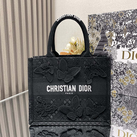 Kleine Dior-Buchtasche Mit Schwarzem Schmetterling S1286