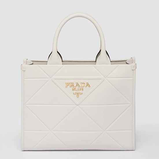 Kleine Prada-Symboltasche Aus Leder Weiß 1ba379