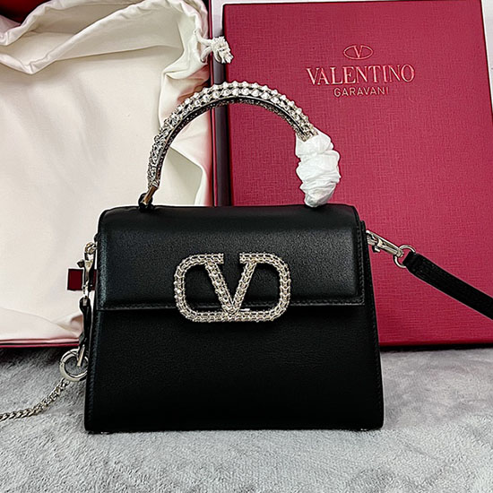 Kleine Vsling-Handtasche Von Valentino Mit Kristallverzierung Schwarz V2628