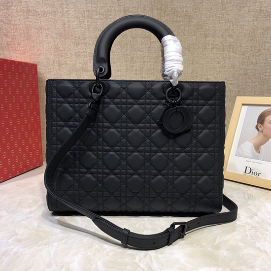 Lady Dior Ultra-Matte Einkaufstasche Schwarz D93201