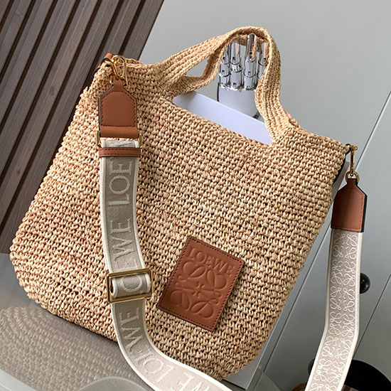 Loewe Schlitz-Tasche Aus Bast Und Kalbsleder L8003