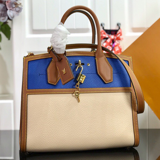 Louis Vuitton City Steamer Mm Creme Und Blau M55062