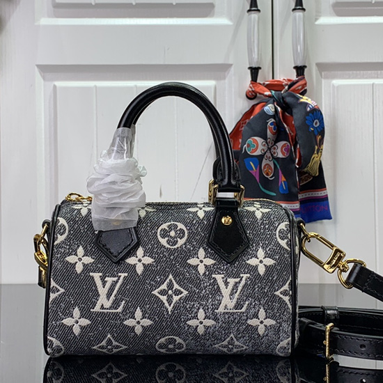 Louis Vuitton Denim Nano Speedy Grau M82242