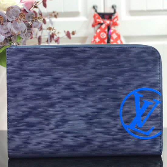 Louis Vuitton Epi Leder Pochette Jour GM Blau M68199