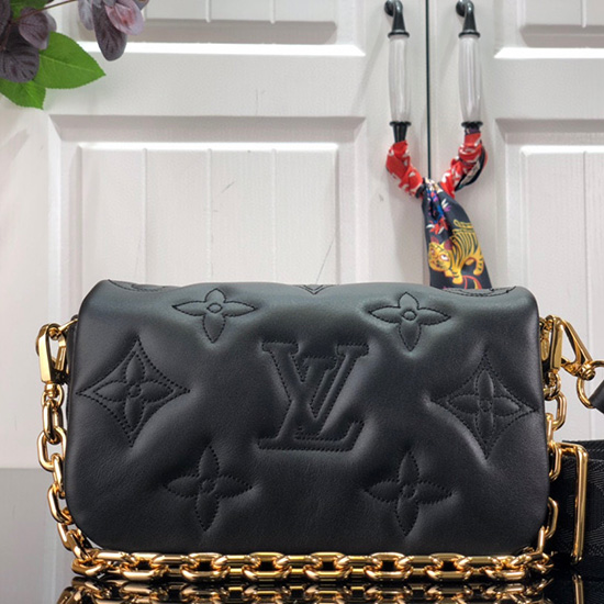 Louis Vuitton-Geldbörse Mit Riemen Bubblegram Schwarz M81399