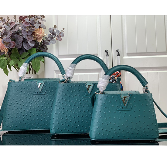 Louis Vuitton Geprägte Straußen-Capucines Blau N93419