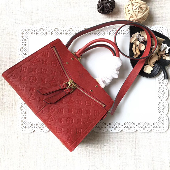 Louis Vuitton Monogramm Empreinte Reißverschlusshandtasche PM Rot M54196