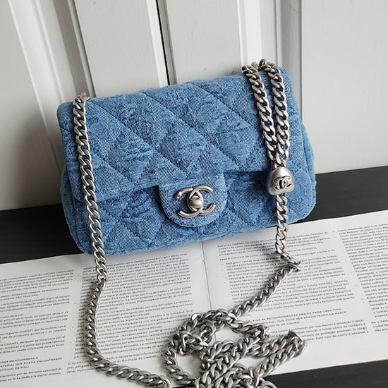 Mini-Chanel-Jeans-Umhängetasche Mit Klappe AS3828