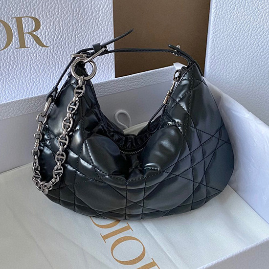 Mini Dior Caro Tulpentasche Schwarz S5139