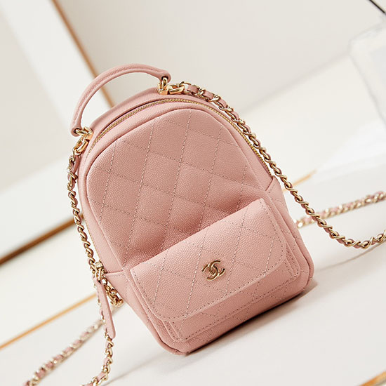 Mini-Rucksack Aus Genarbtem Kalbsleder Von Chanel AP3753 Rosa