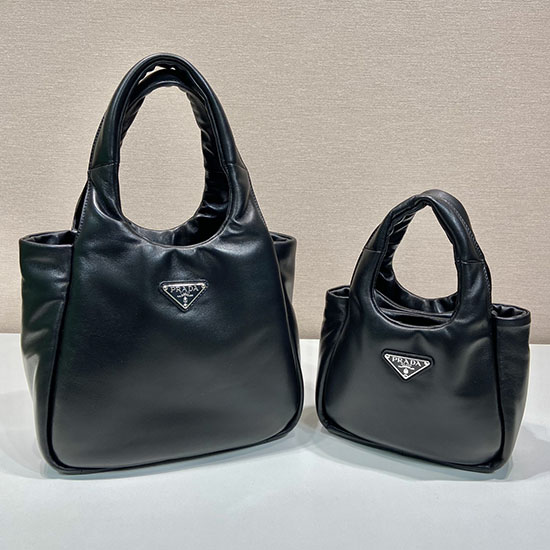 Mittelgroße Gepolsterte Prada-Tasche Aus Weichem Nappaleder Schwarz 1BG413