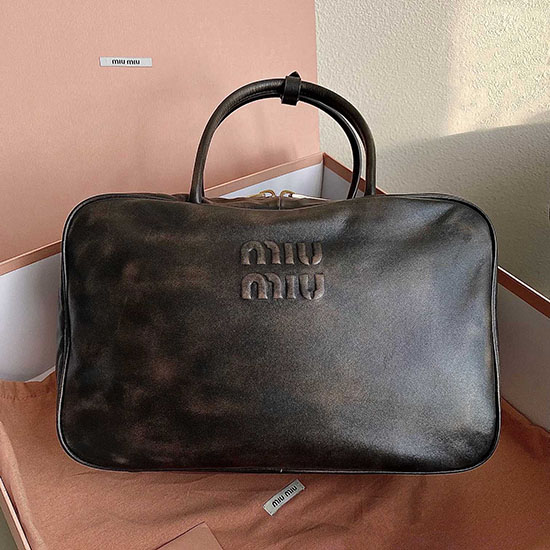 Miu Miu Leder-Top-Griff-Tasche Grau 5bb117