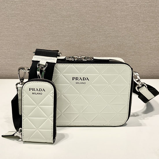 Prada Brique Gebürstete Ledertasche Weiß 2vh070