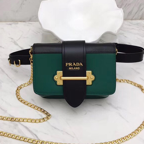 Prada Cahier Gürteltasche Grün Und Schwarz 1bl004