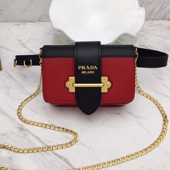 Prada Cahier Gürteltasche Rot Und Schwarz 1bl004