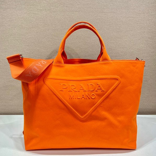 Prada Canvas-Einkaufstasche Orange 2vg081