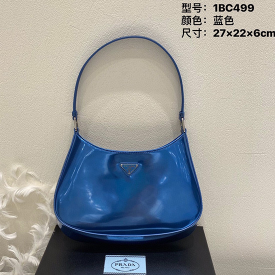 Prada Cleo Schultertasche Aus Gebürstetem Leder Blau 1bc499