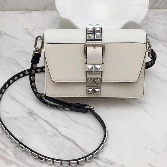 Prada Elektra Ledertasche Weiß 1bd121