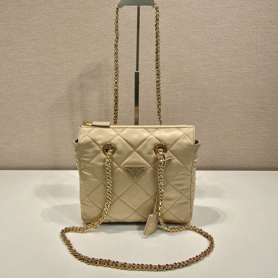 Prada Gesteppte Nylonhandtasche Beige 1bg468