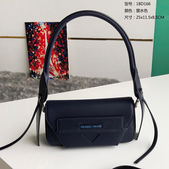 Prada Manuelle Leder Schultertasche Blau 1bd166