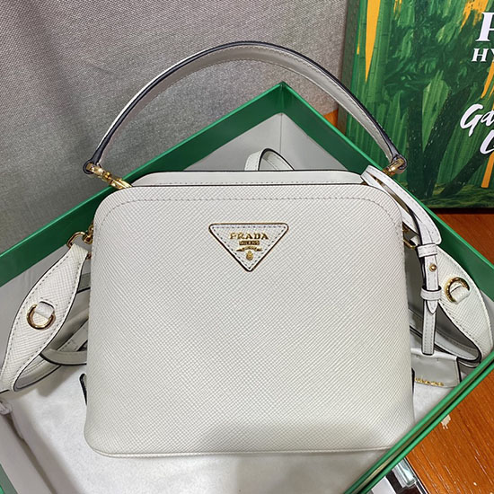 Prada Matinee Kleine Saffiano-Ledertasche Weiß 1ba286