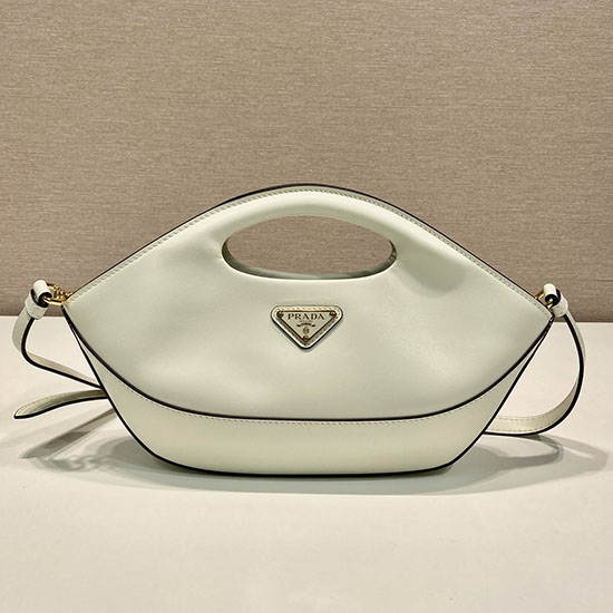 Prada Mittelgroße Lederhandtasche Weiß 1ba421