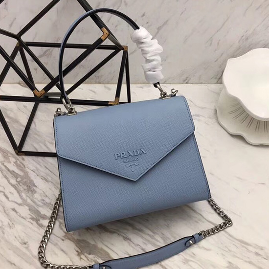 Prada Monochrome Saffiano-Ledertasche Blau 1ba126