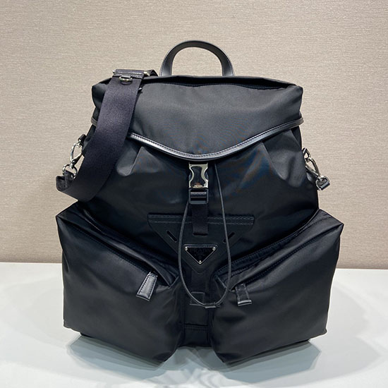 Prada Re-Nylon Und Lederrucksack Schwarz 2vz108