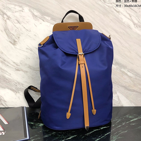 Prada Rucksack Aus Nylon Und Saffiano-Leder Blau 1bz069