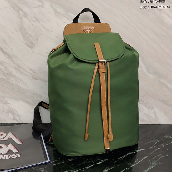 Prada-Rucksack Aus Nylon Und Saffiano-Leder Grün 1bz069