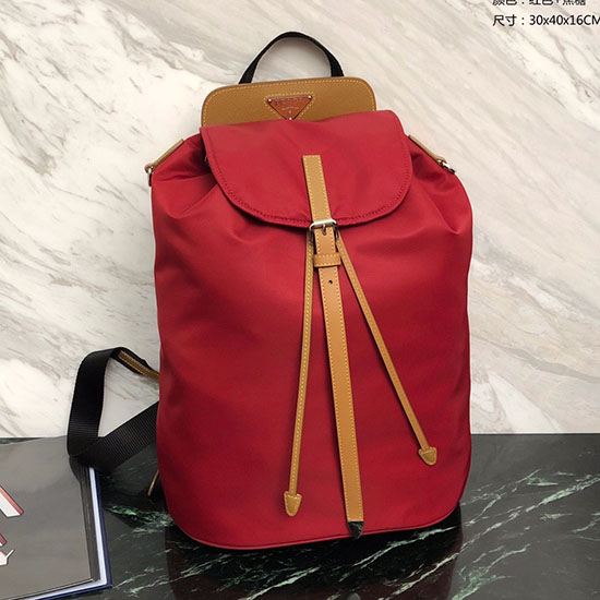 Prada-Rucksack Aus Nylon Und Saffiano-Leder Rot 1bz069