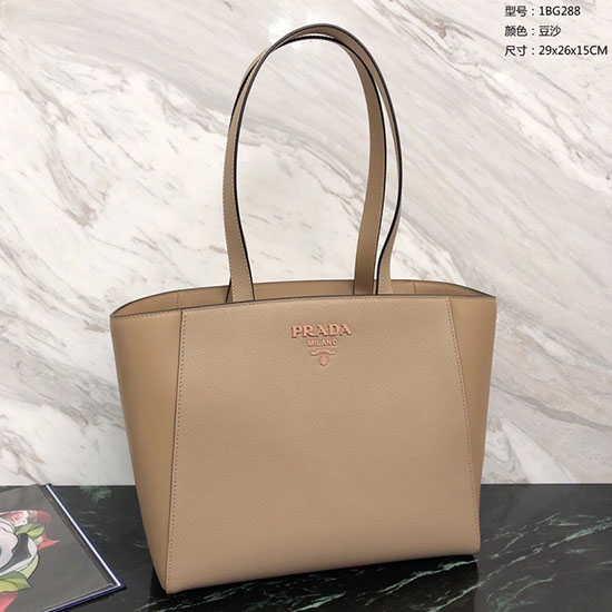 Prada Saffiano-Leder-Einkaufstasche Beige 1bg288