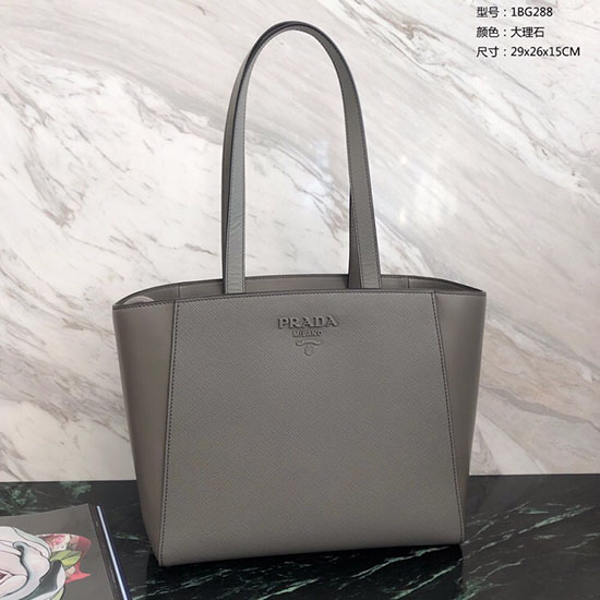 Prada Saffiano-Leder-Einkaufstasche Grau 1bg288