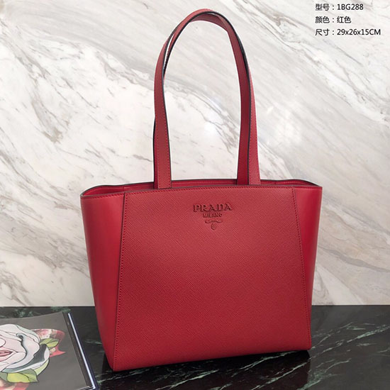 Prada Saffiano-Leder-Einkaufstasche Rot 1bg288