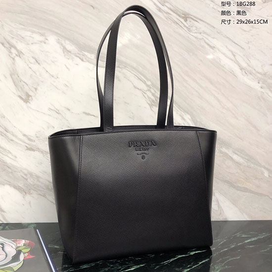 Prada Saffiano-Leder-Einkaufstasche Schwarz 1bg288