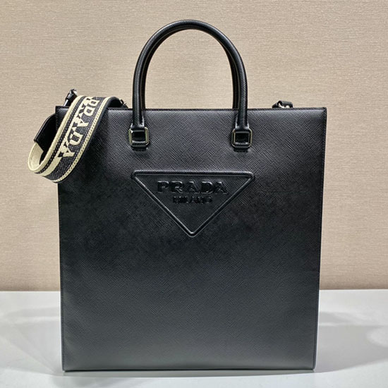 Prada Saffiano-Leder-Einkaufstasche Schwarz 2vg084