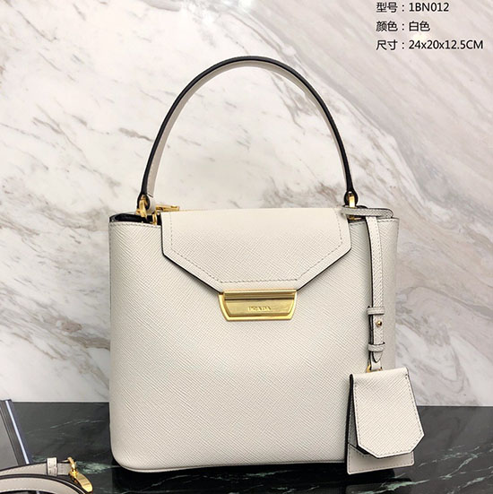 Prada Saffiano Top-Griff-Tasche Weiß 1bn012