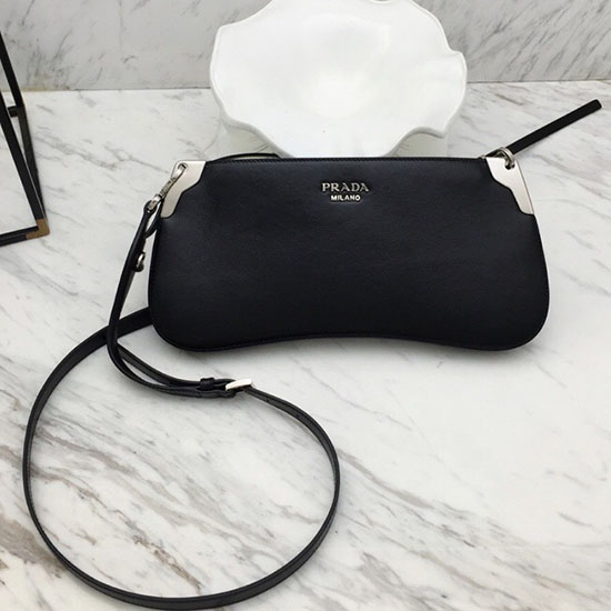 Prada Sidonie Leder Umhängetasche Schwarz 1bh111