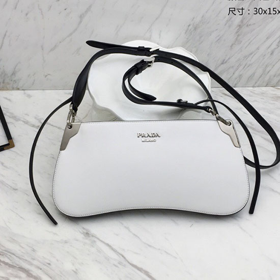 Prada Sidonie Leder Umhängetasche Weiß 1bh111