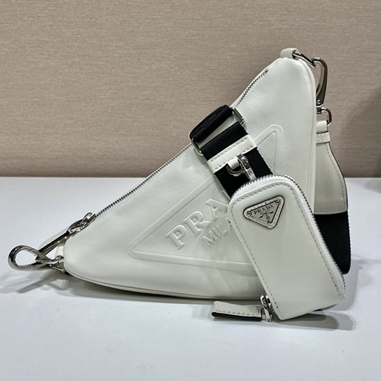 Prada Triangle Leder Umhängetasche Weiß 1bh190