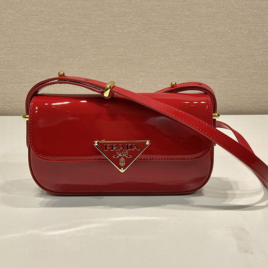 Prada Umhängetasche Aus Lackleder Mit Klappe Rot 1bd339