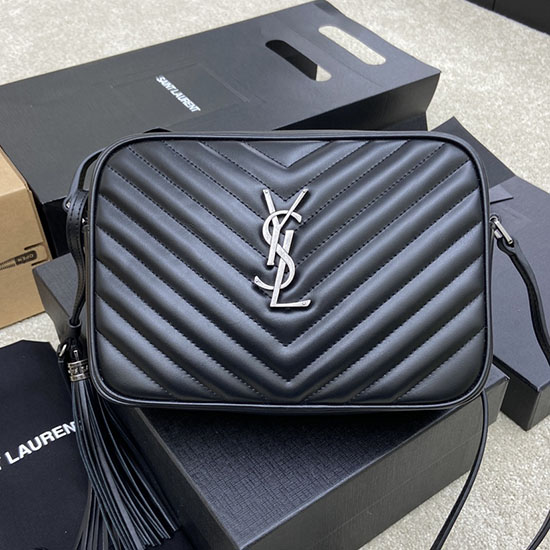 Saint Laurent Lou Kameratasche Schwarz Mit Silber 520534