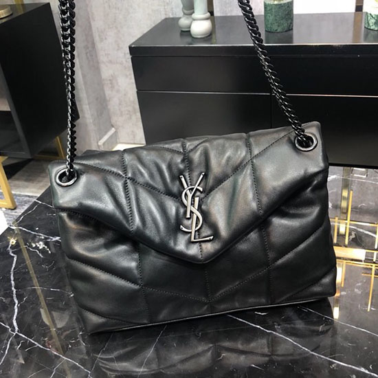 Saint Laurent Loulou Puffer Kleine Tasche Schwarz Mit Schwarzen Beschlägen 577476