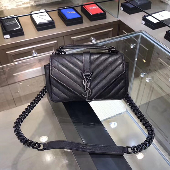 Saint Laurent Matelasse-Kettenbrieftasche Schwarz Mit Schwarzen Beschlägen 438492