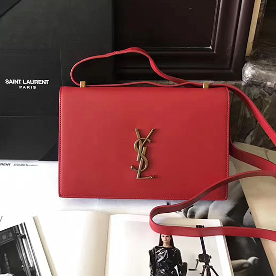 Saint Laurent Mittelgroße Dylan-Umhängetasche Mit Klappe Rot 439047